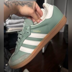 Adidas Samba Mint Green and White Shoes
